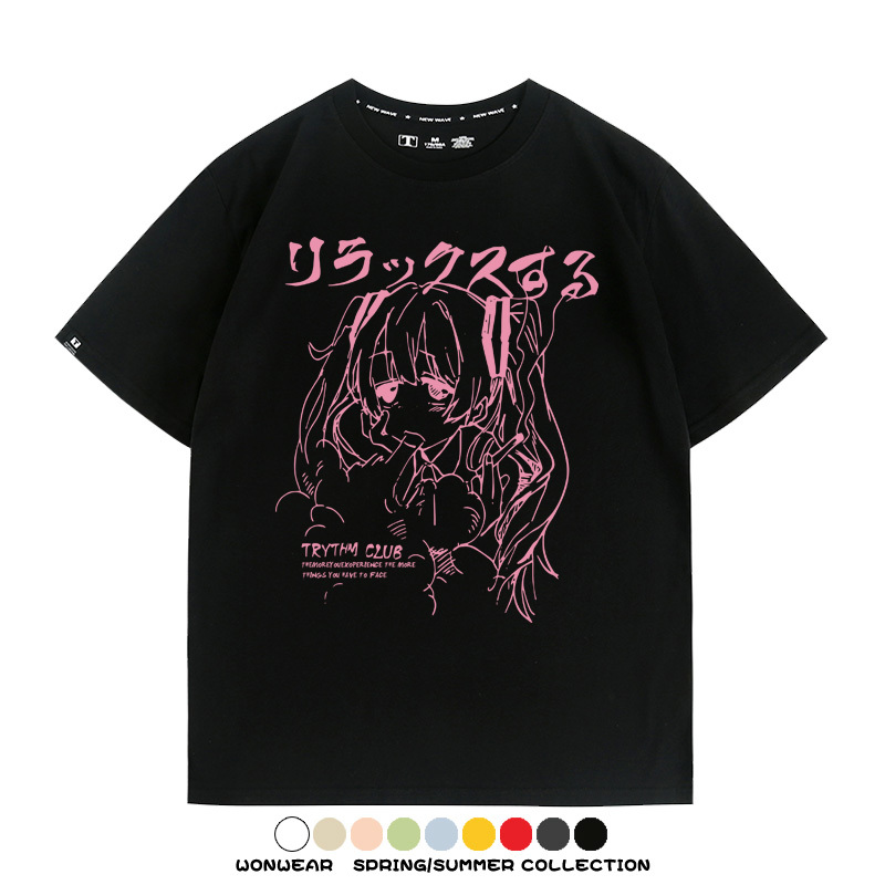 初音未來復古原宿 親子情侶裝寬鬆短袖T