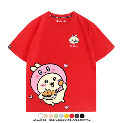 吉伊卡哇chiikawa小可愛吉伊烏薩奇小八聯動情侶短袖純棉T恤上衣