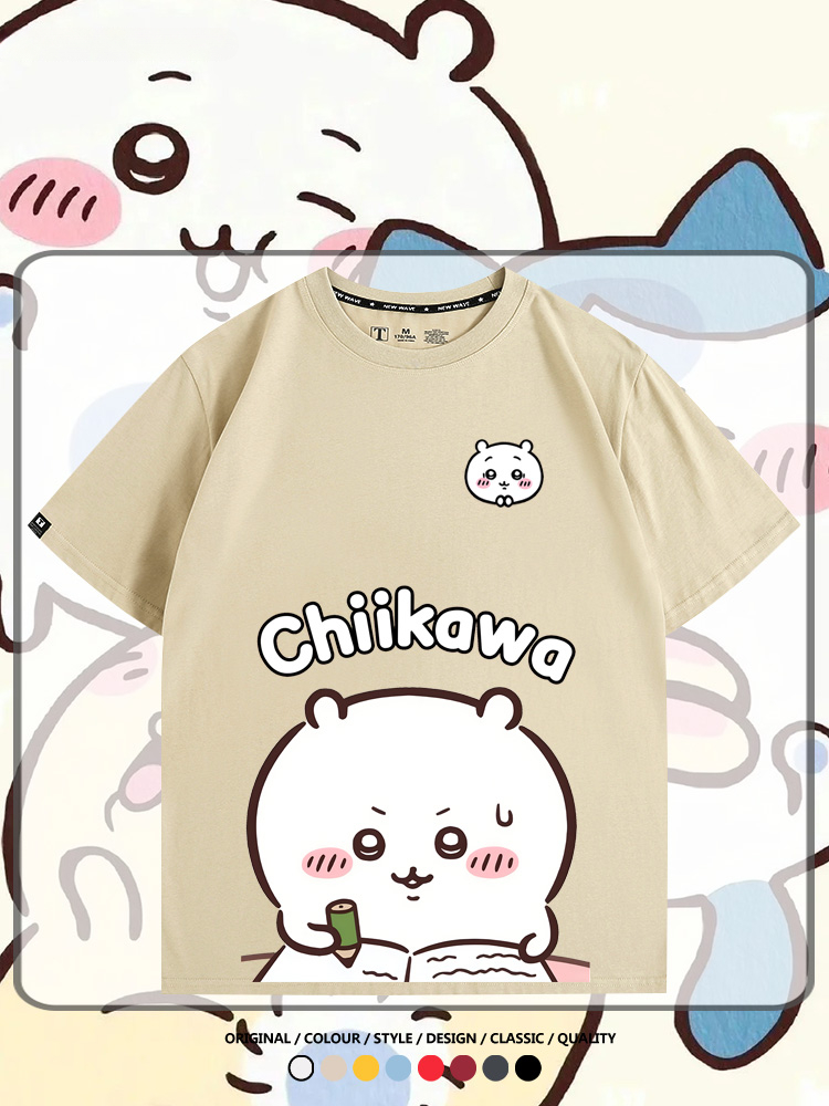 Chiikawa日系萌系吉伊卡哇可愛小八烏薩奇聯名短袖夏男純棉T恤衫