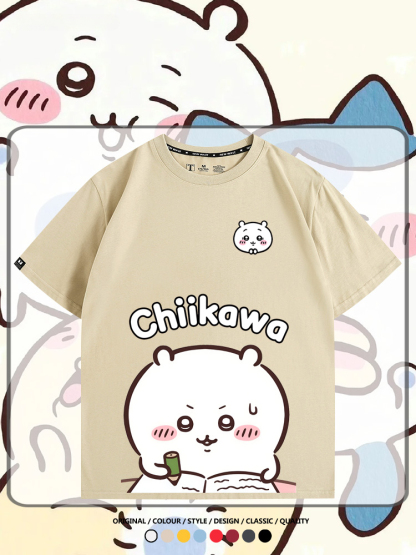 Chiikawa日系萌系吉伊卡哇可愛小八烏薩奇聯名短袖夏男純棉T恤衫