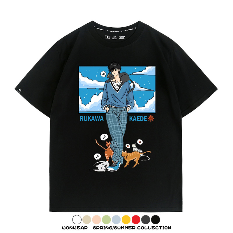 灌籃高手流川楓貓咪聯名 親子情侶裝寬鬆短袖T