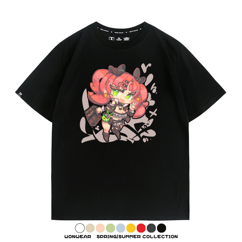 絕區零遊戲安比妮可可琳卡通Q版同款短袖夏季純棉T恤衫二次元COS