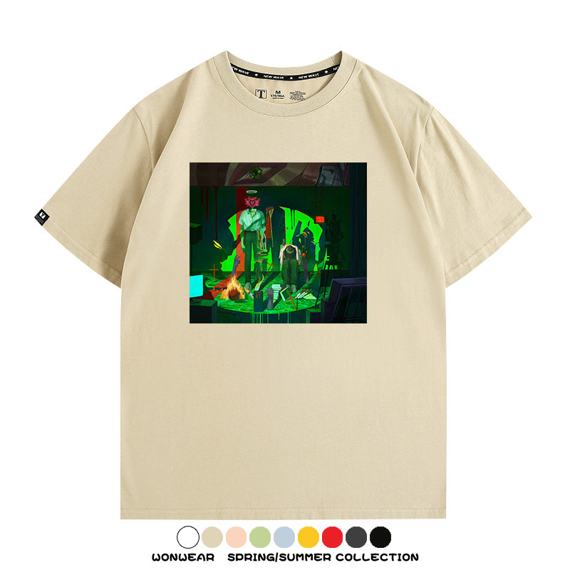 新世紀福音戰士EVA藝術插畫潮牌印花T恤夏季男潮純棉短袖寬鬆上衣