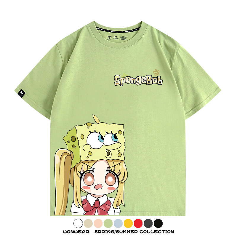 海綿寶寶x孤獨搖滾聯名 親子情侶寬鬆短袖T