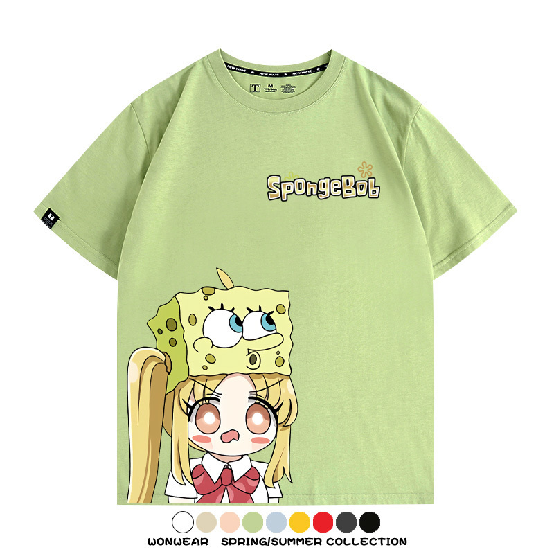 海綿寶寶x孤獨搖滾聯名 親子情侶寬鬆短袖T