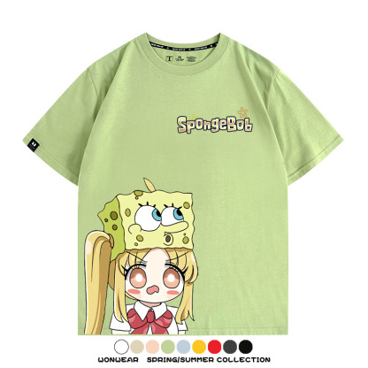 海綿寶寶x孤獨搖滾聯名 親子情侶寬鬆短袖T