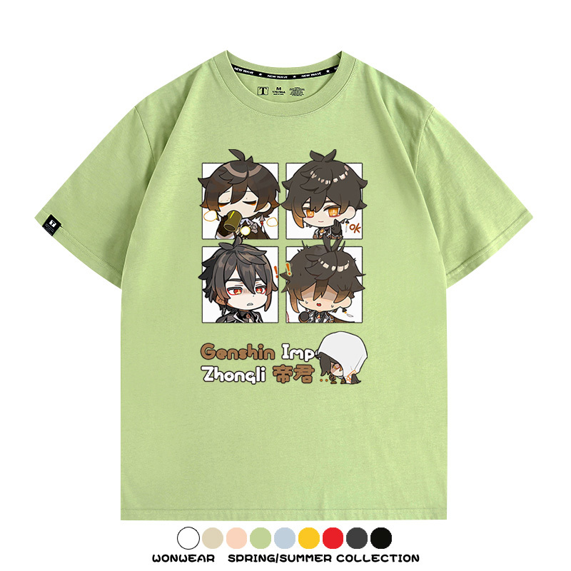 原神遊戲散兵可莉芙寧娜胡桃可愛Q版二次元周邊夏男純棉T恤衫短袖