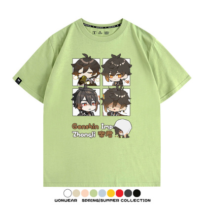原神遊戲散兵可莉芙寧娜胡桃可愛Q版二次元周邊夏男純棉T恤衫短袖