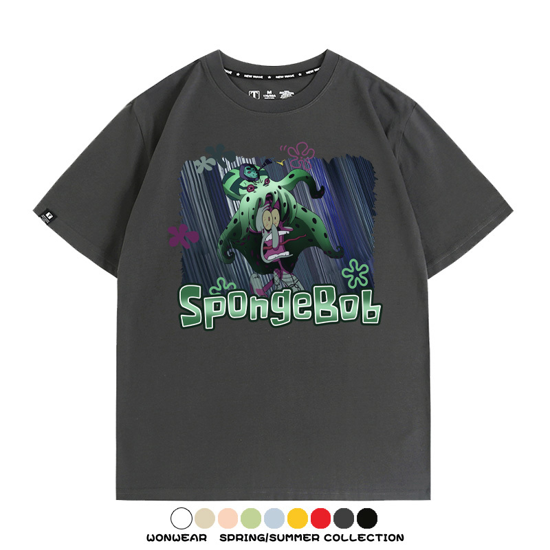 海綿寶寶章魚哥聯名JOJO奇妙冒險 親子情侶裝寬鬆短袖T