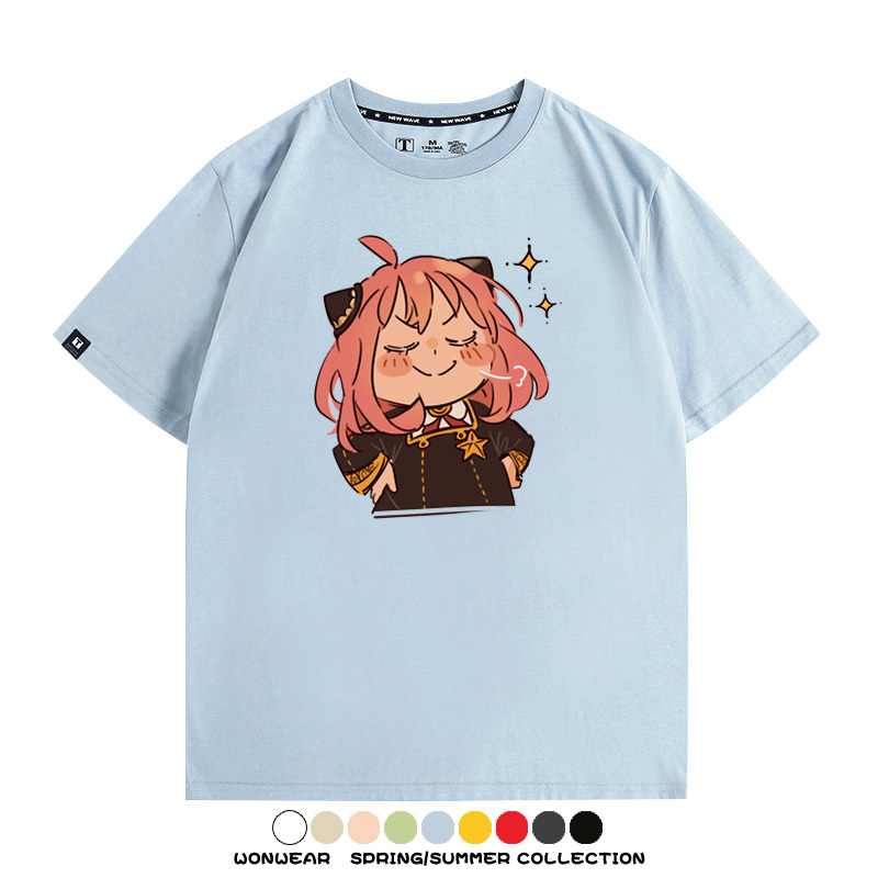 間諜家家酒動漫阿尼亞卡通可愛周邊情侶T恤衫夏季純棉短袖上衣潮