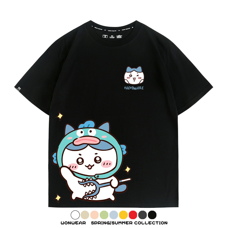 吉伊卡哇chiikawa小可愛吉伊烏薩奇小八聯動情侶短袖純棉T恤上衣