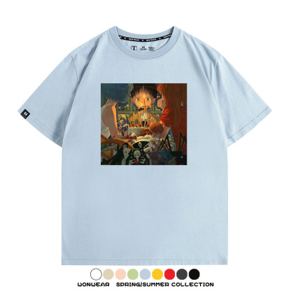 新世紀福音戰士EVA藝術插畫潮牌印花T恤夏季男潮純棉短袖寬鬆上衣