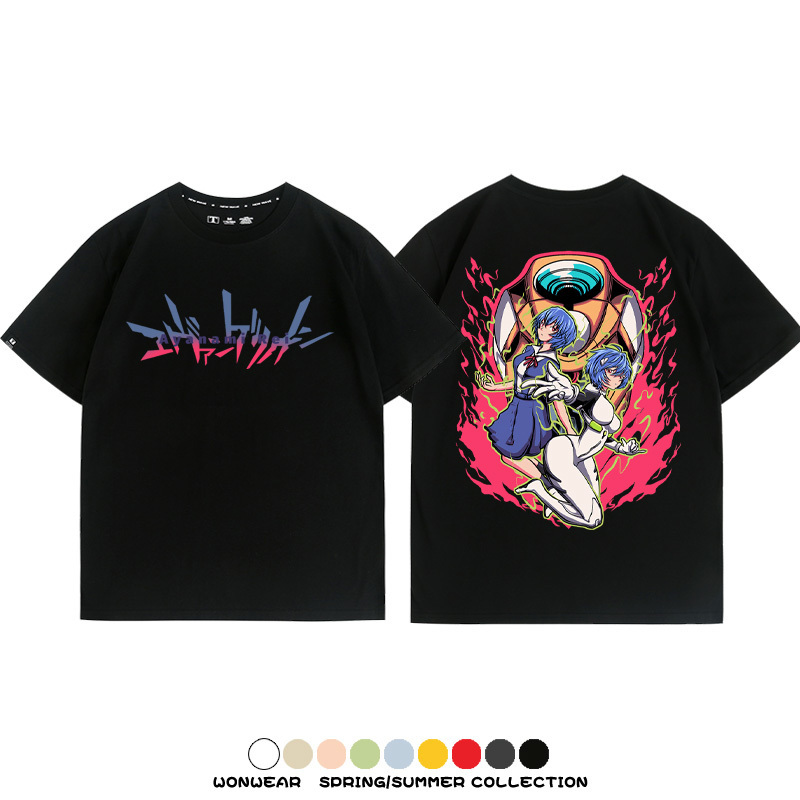 潮牌綾波麗EVA聯名 親子情侶裝寬鬆短袖T