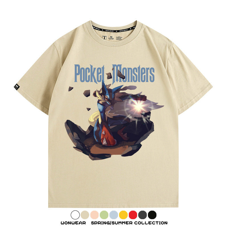 精靈寶可夢路卡利歐動漫周邊短袖T恤