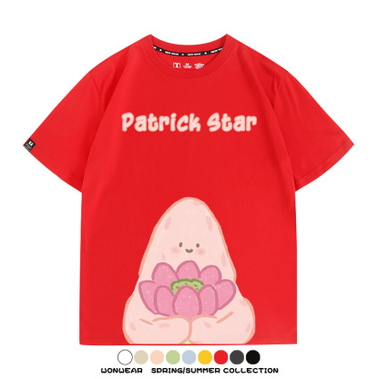 海綿寶寶派大星Q版短袖上衣服佛系好運蓮蓮卡通t恤衫純棉休閒半袖