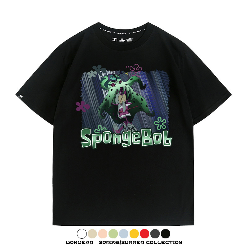 海綿寶寶章魚哥聯名JOJO奇妙冒險 親子情侶裝寬鬆短袖T