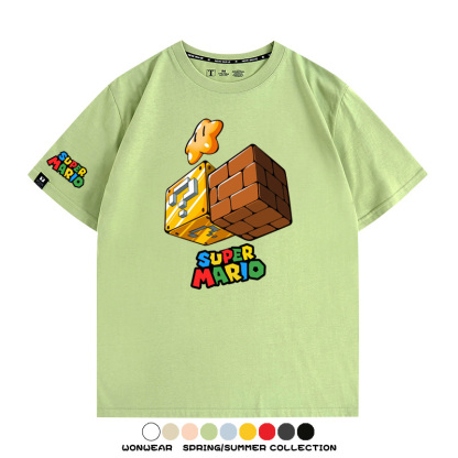 瑪利歐兄弟任天堂周邊短袖游戲卡通蘑菇青少年男寬鬆夏季純棉T恤