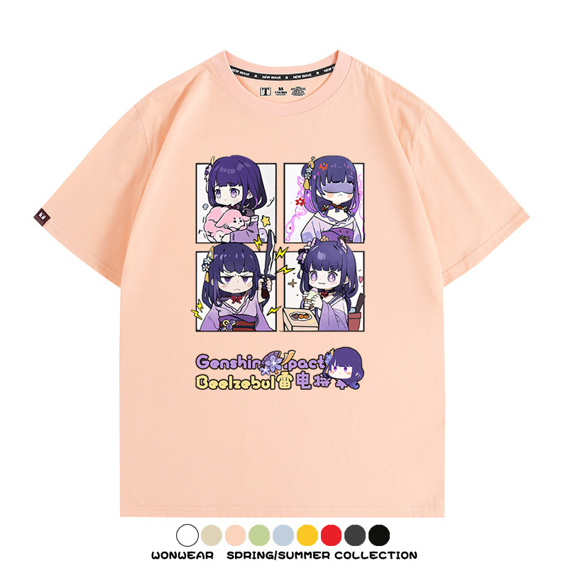 原神遊戲散兵可莉芙寧娜胡桃可愛Q版二次元周邊夏男純棉T恤衫短袖