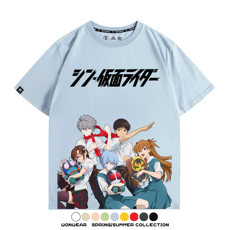 EVA福音戰士明日香綾波麗聯名 親子情侶裝寬鬆短袖T