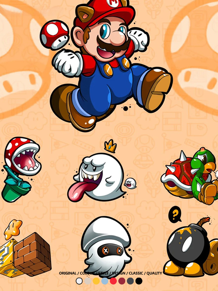 瑪利歐兄弟任天堂周邊短袖游戲卡通蘑菇青少年男寬鬆夏季純棉T恤