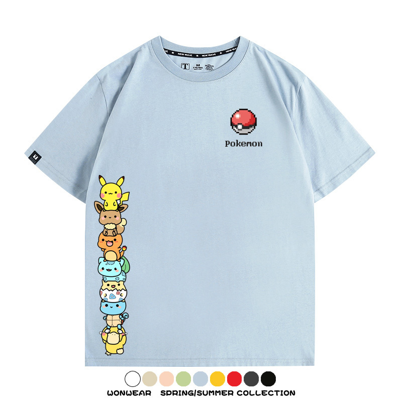 精靈寶可夢像素可愛 親子情侶裝寬鬆短袖T