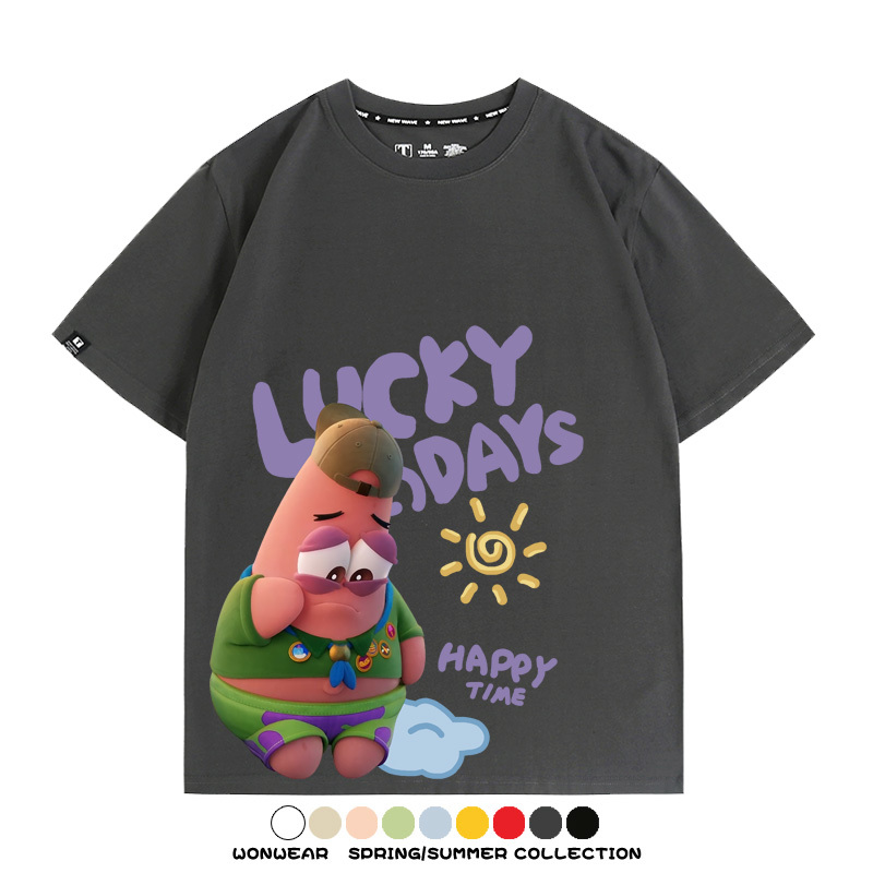 海綿寶寶派大星聯名 親子情侶寬鬆短袖T