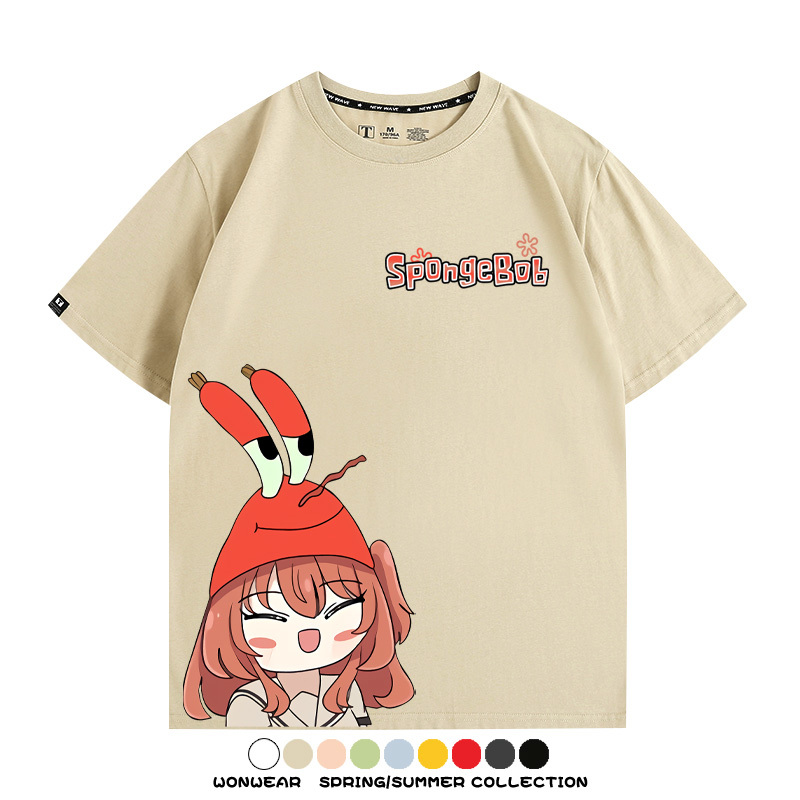 海綿寶寶x孤獨搖滾聯名 親子情侶寬鬆短袖T