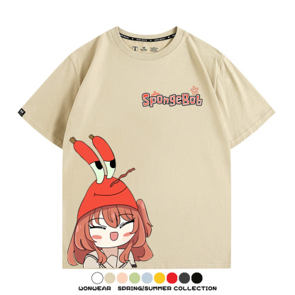 海綿寶寶x孤獨搖滾聯名 親子情侶寬鬆短袖T