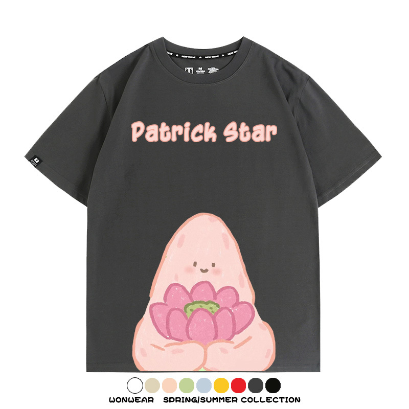 海綿寶寶派大星Q版短袖上衣服佛系好運蓮蓮卡通t恤衫純棉休閒半袖