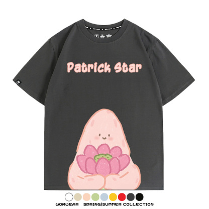 海綿寶寶派大星Q版短袖上衣服佛系好運蓮蓮卡通t恤衫純棉休閒半袖