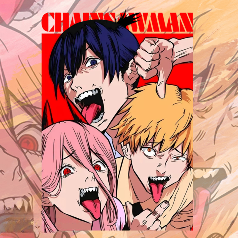 鏈鋸人電次帕瓦動漫聯名 親子情侶裝寬鬆短袖T