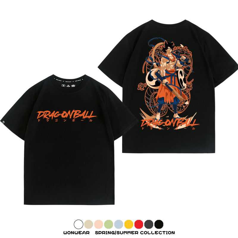 七龍珠日系動漫聯動機車鈴木悟空潮牌周邊短袖純棉寬鬆夏季男T恤