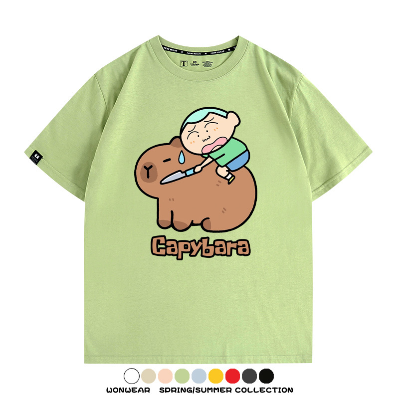 蠟筆小新卡皮巴拉水豚 親子情侶裝寬鬆短袖T