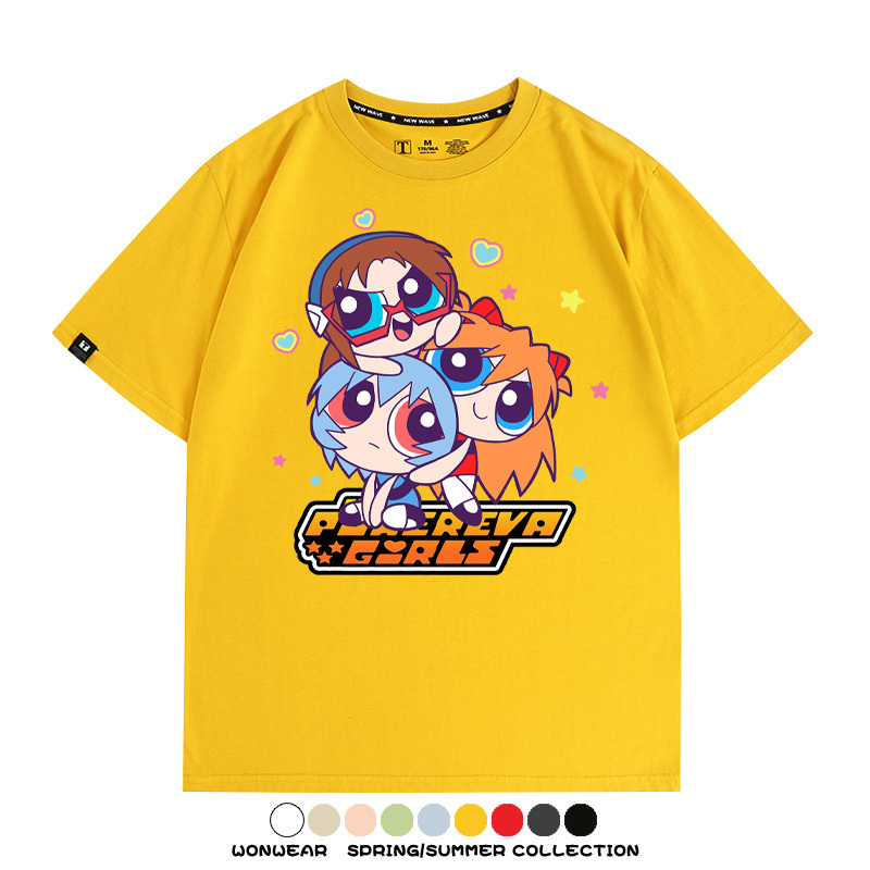 EVA福音戰士飛天小女警聯名 親子情侶裝寬鬆短袖T