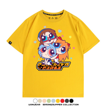 EVA福音戰士飛天小女警聯名 親子情侶裝寬鬆短袖T