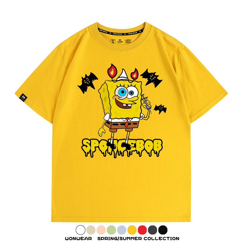萬聖節海綿寶寶派大星聯名情侶裝t恤衫卡通動漫周邊短袖上衣服男