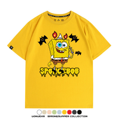萬聖節海綿寶寶派大星聯名情侶裝t恤衫卡通動漫周邊短袖上衣服男