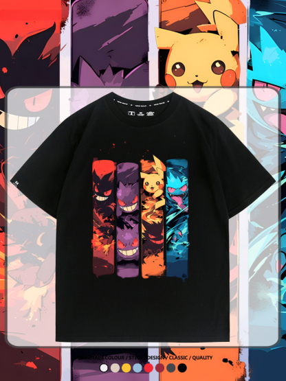 精靈寶可夢潮牌動漫 親子情侶裝寬鬆短袖T