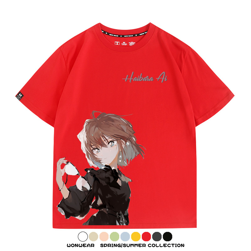 名偵探柯南灰原哀小蘭潮牌情侶原畫聯動周邊短袖夏季純棉T恤寬鬆