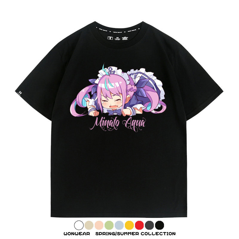 Hololive虛擬主播vtuber湊阿庫婭 親子情侶裝寬鬆短袖T