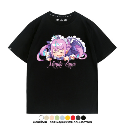 Hololive虛擬主播vtuber湊阿庫婭 親子情侶裝寬鬆短袖T