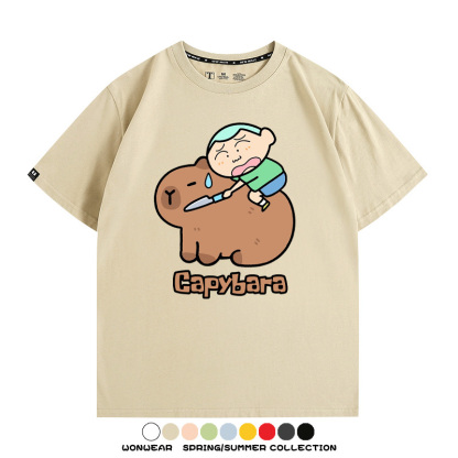 蠟筆小新卡皮巴拉水豚 親子情侶裝寬鬆短袖T