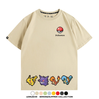 精靈寶可夢像素可愛 親子情侶裝寬鬆短袖T