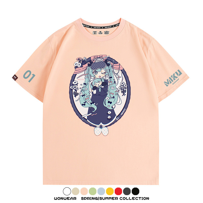 初音未來MIKU 周邊情侶百搭短袖t-shirt