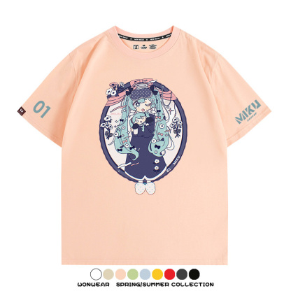 初音未來MIKU 周邊情侶百搭短袖t-shirt