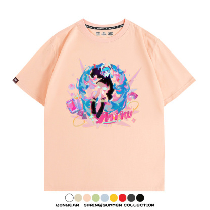 寶可夢歌姬美洛耶塔聯動MIKU初音未來周邊短袖T恤衫夏季純棉上衣寬鬆