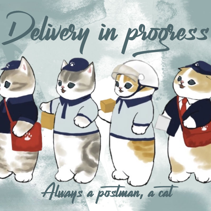 日系郵差員貓貓送快遞 親子情侶裝寬鬆短袖T