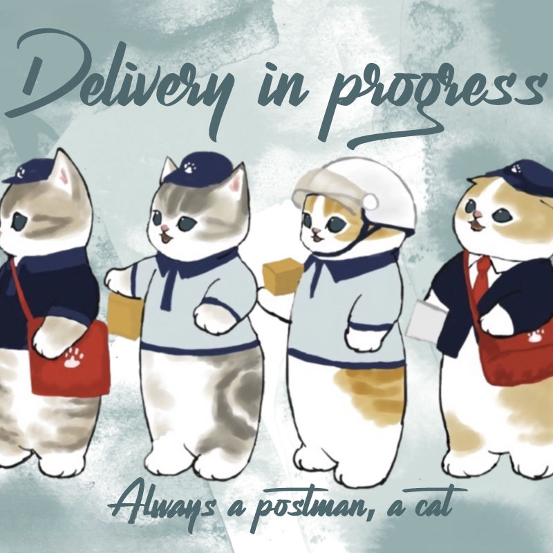 日系郵差員貓貓送快遞 親子情侶裝寬鬆短袖T