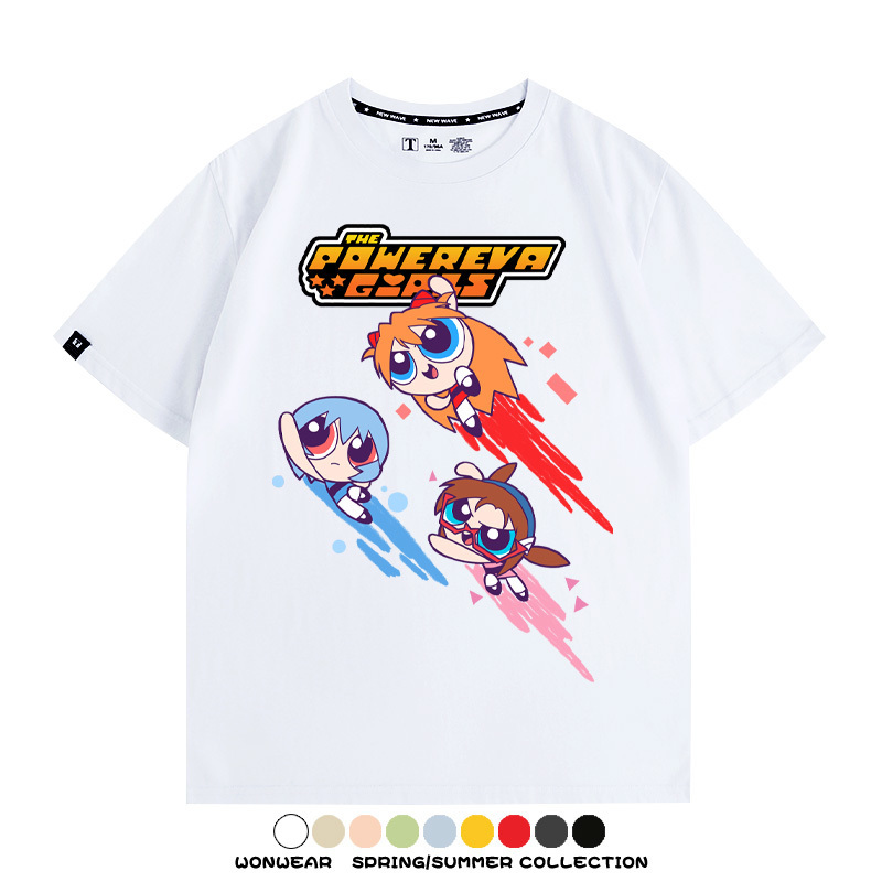 EVA福音戰士飛天小女警聯名 親子情侶裝寬鬆短袖T