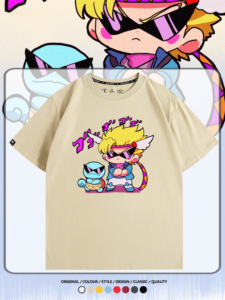 JOJO的奇妙冒險聯名寶可夢西撒傑尼龜T恤衫夏季情侶純棉短袖學生